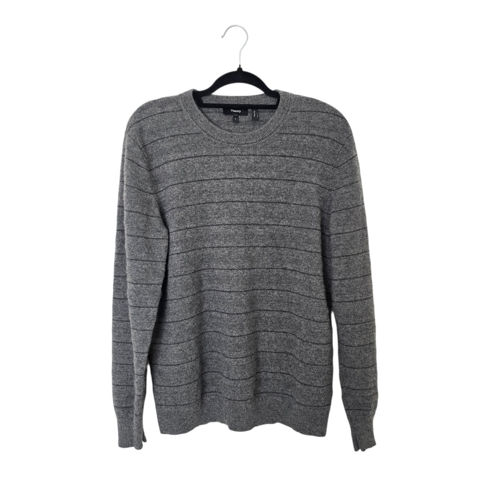 Theory Cashmere Sweater Mens Large Grey Excellent Striped Haider